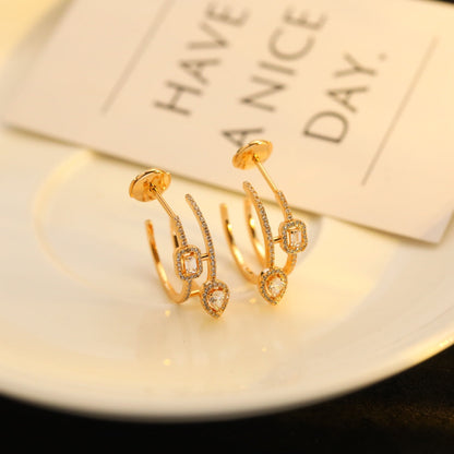 [Ornora Jewelry]CREOLES MY TWIN 2 RANGS SILVER DIAMOND EARRINGS
