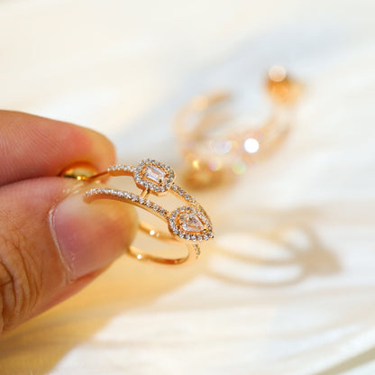 [Ornora Jewelry]CREOLES MY TWIN 2 RANGS SILVER DIAMOND EARRINGS
