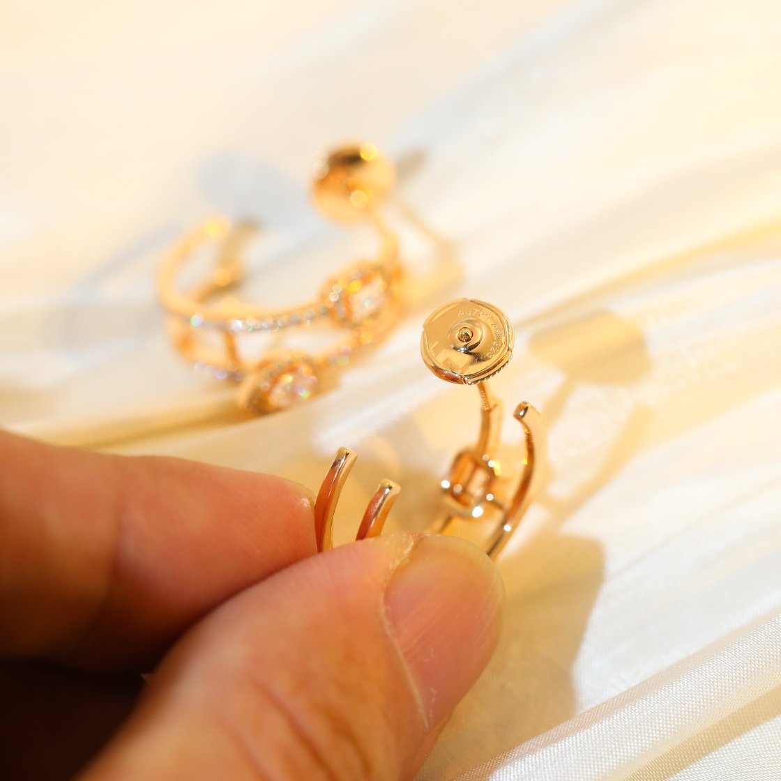 [Ornora Jewelry]CREOLES MY TWIN 2 RANGS SILVER DIAMOND EARRINGS