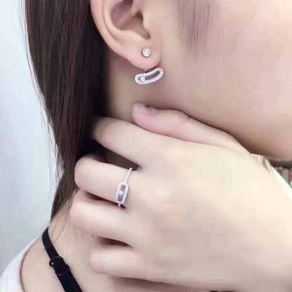[Ornora Jewelry]MOVE UNO SILVER DIAMOND EARRINGS