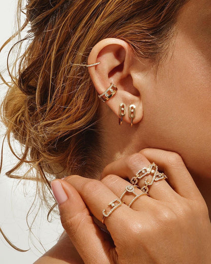 [Ornora Jewelry]CREOLES MOVE UNO MINI 1 DIAMOND EARRINGS