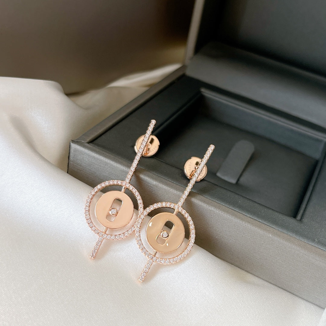 [Ornora Jewelry]LUCKY MOVE ARROW PINK GOLD DIAMOND EARRINGS