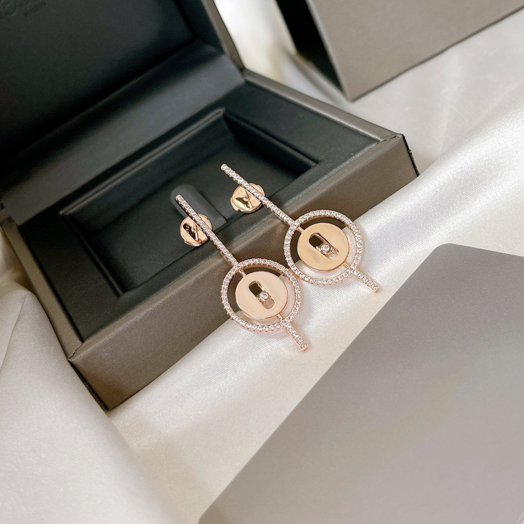 [Ornora Jewelry]LUCKY MOVE ARROW PINK GOLD DIAMOND EARRINGS