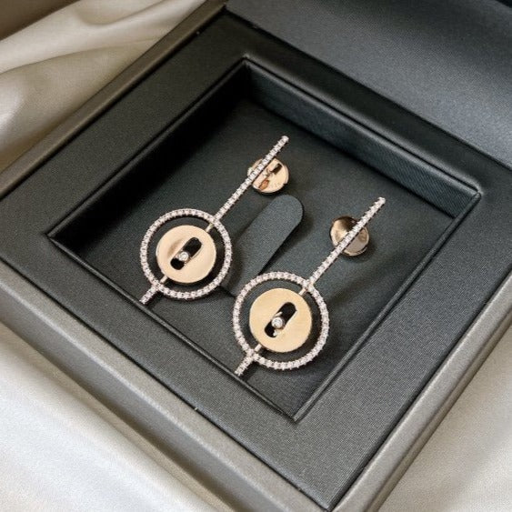 [Ornora Jewelry]LUCKY MOVE ARROW PINK GOLD DIAMOND EARRINGS