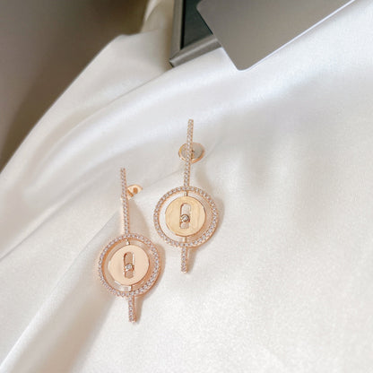 [Ornora Jewelry]LUCKY MOVE ARROW PINK GOLD DIAMOND EARRINGS