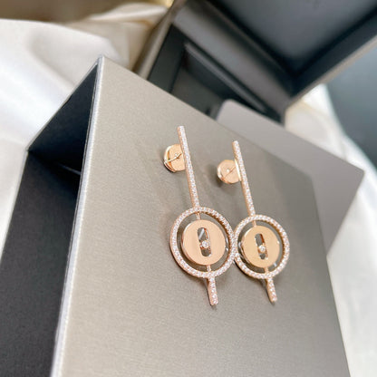 [Ornora Jewelry]LUCKY MOVE ARROW PINK GOLD DIAMOND EARRINGS