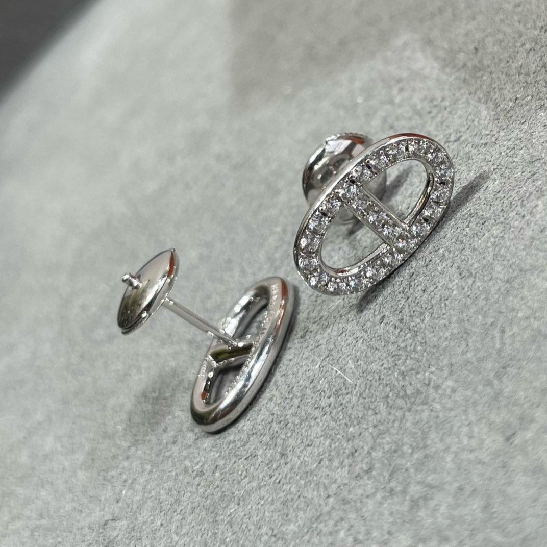 [Ornora Jewelry]HM FULL DIAMOND PIG NOSE STUD EARRINGS