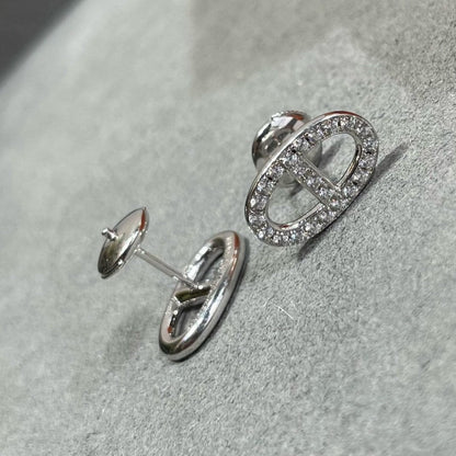 [Ornora Jewelry]HM FULL DIAMOND PIG NOSE STUD EARRINGS