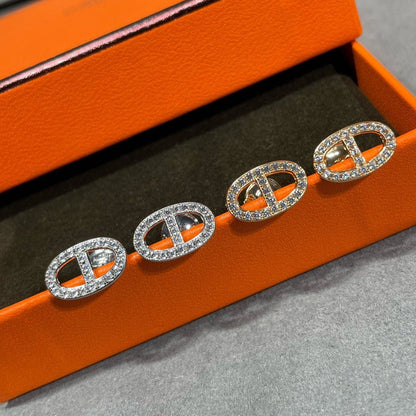 [Ornora Jewelry]HM FULL DIAMOND PIG NOSE STUD EARRINGS