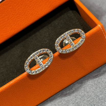 [Ornora Jewelry]HM FULL DIAMOND PIG NOSE STUD EARRINGS