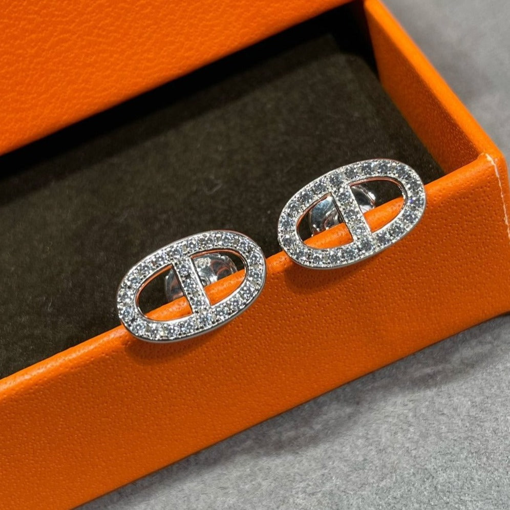 [Ornora Jewelry]HM FULL DIAMOND PIG NOSE STUD EARRINGS