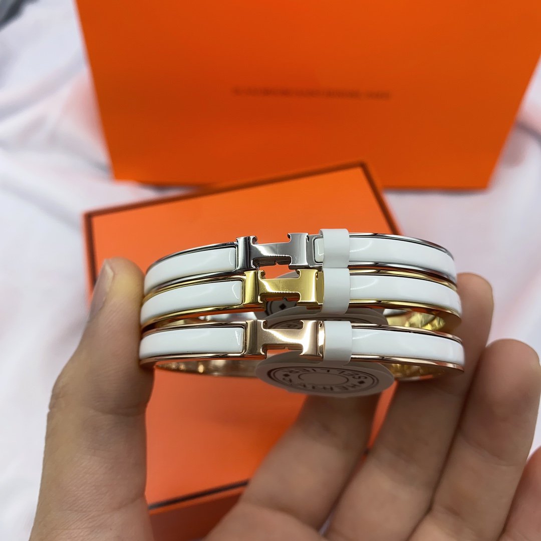 [Ornora Jewelry]CLASSIC HM CLIC WHITE 8MM ENAMEL BRACELET