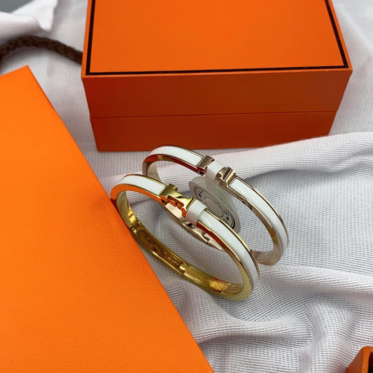 [Ornora Jewelry]CLASSIC HM CLIC WHITE 8MM ENAMEL BRACELET