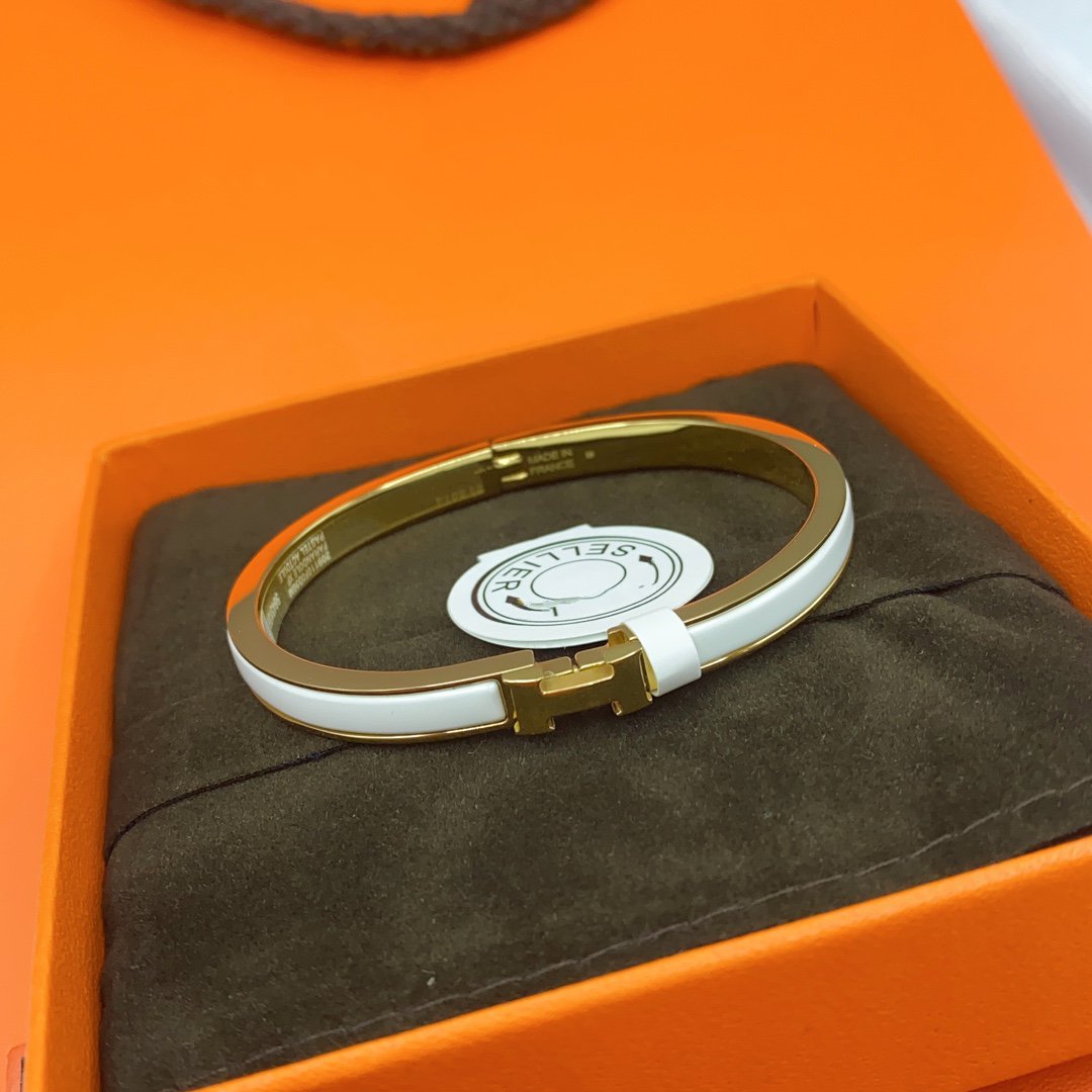 [Ornora Jewelry]CLASSIC HM CLIC WHITE 8MM ENAMEL BRACELET