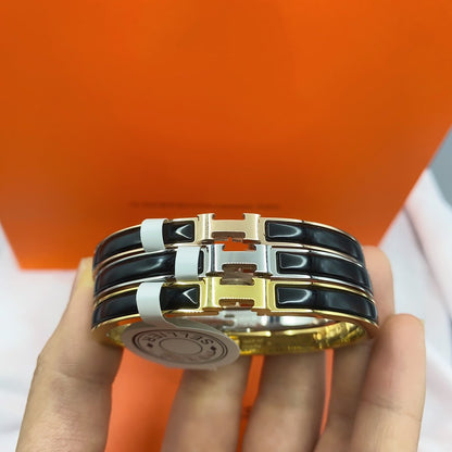 [Ornora Jewelry]CLASSIC HM CLIC BLACK 8MM ENAMEL BRACELET