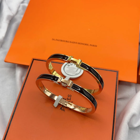 [Ornora Jewelry]CLASSIC HM CLIC BLACK 8MM ENAMEL BRACELET