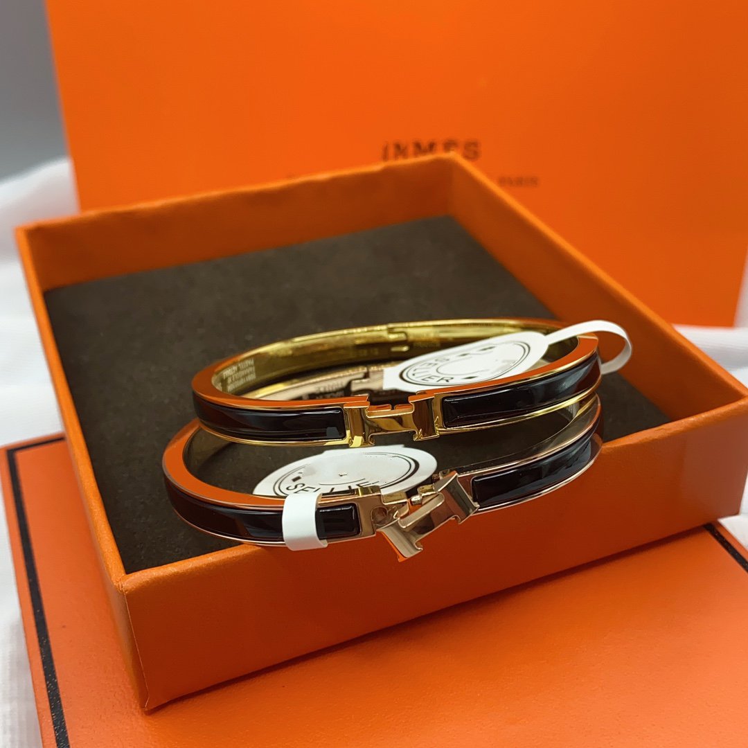 [Ornora Jewelry]CLASSIC HM CLIC BLACK 8MM ENAMEL BRACELET
