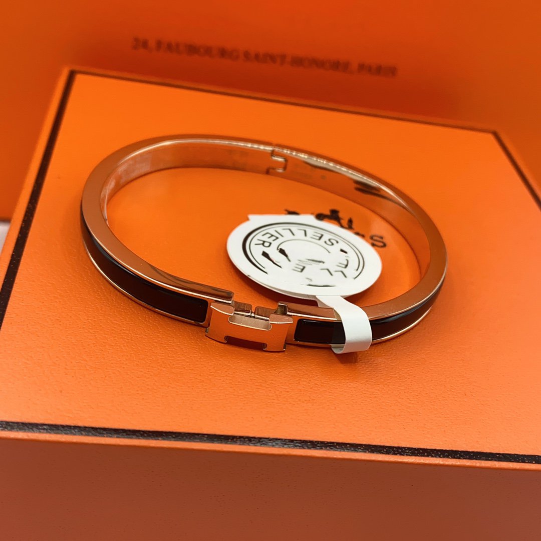 [Ornora Jewelry]CLASSIC HM CLIC BLACK 8MM ENAMEL BRACELET
