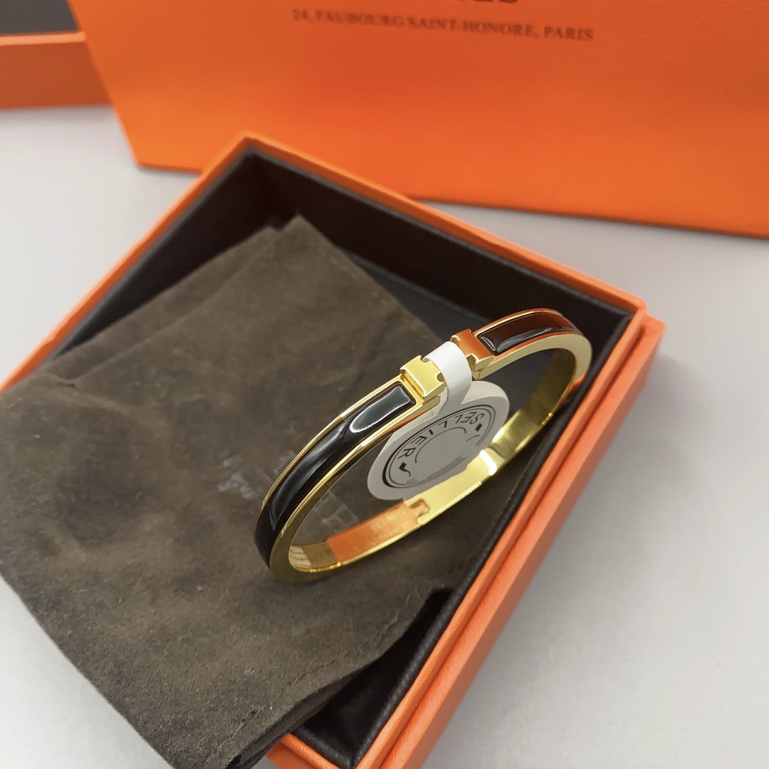 [Ornora Jewelry]CLASSIC HM CLIC BLACK 8MM ENAMEL BRACELET