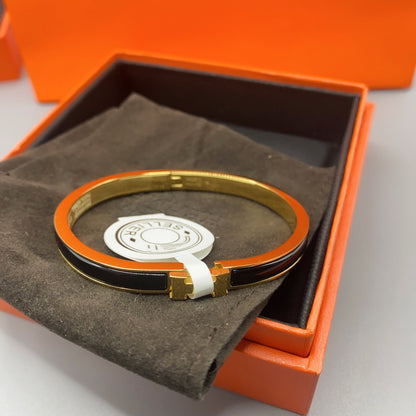 [Ornora Jewelry]CLASSIC HM CLIC BLACK 8MM ENAMEL BRACELET