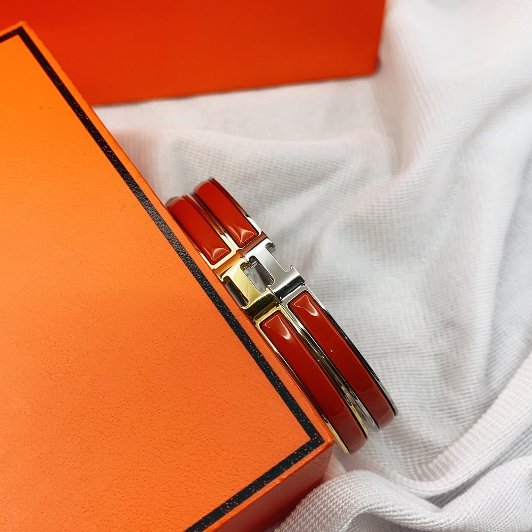 [Ornora Jewelry]CLASSIC HM CLIC RED 8MM ENAMEL BRACELET