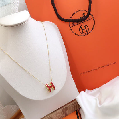 [Ornora Jewelry]HM CLIC RED ENAMEL GOLD NECKLACE