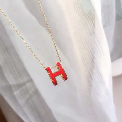 [Ornora Jewelry]HM CLIC RED ENAMEL GOLD NECKLACE