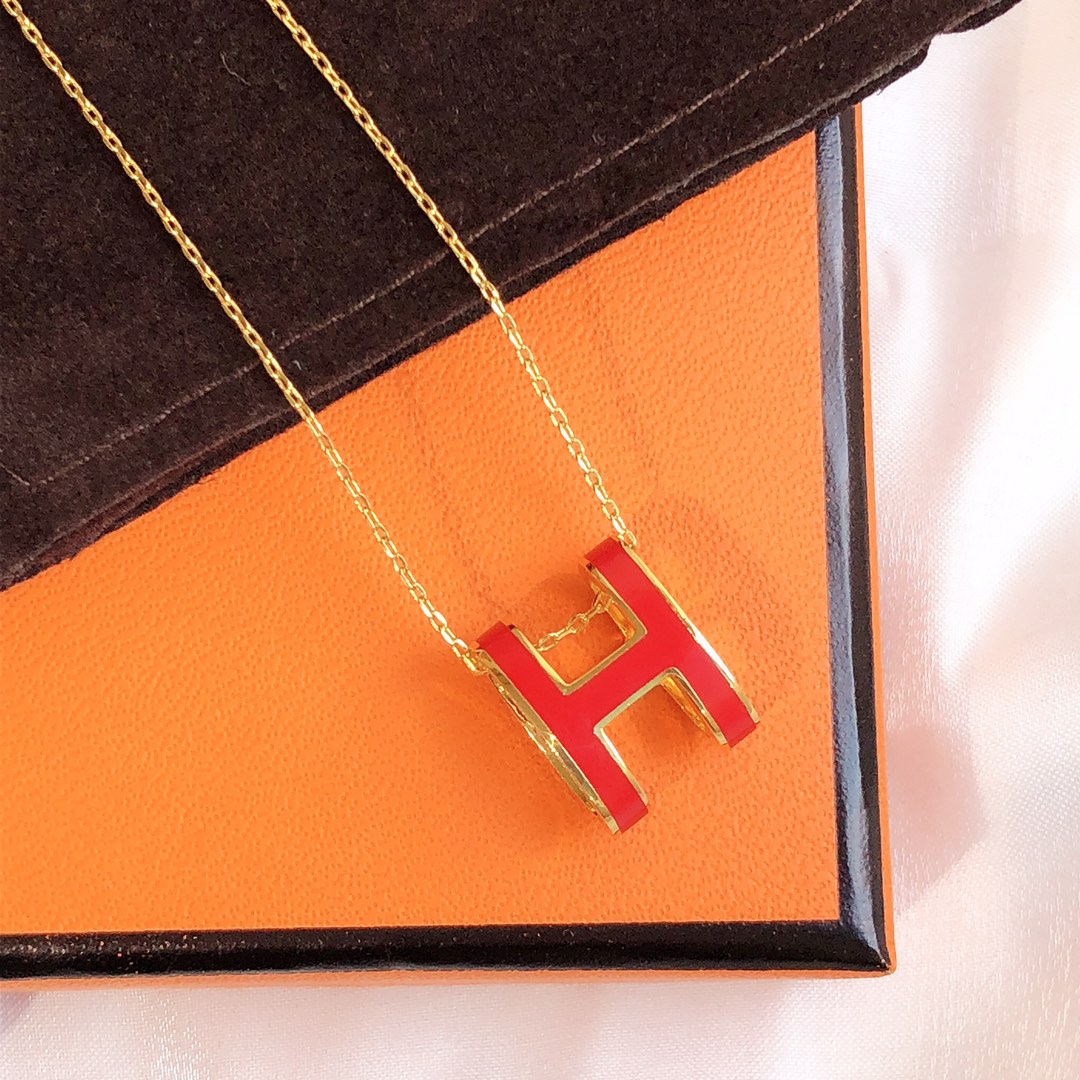 [Ornora Jewelry]HM CLIC RED ENAMEL GOLD NECKLACE