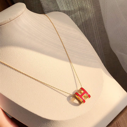[Ornora Jewelry]HM CLIC RED ENAMEL GOLD NECKLACE