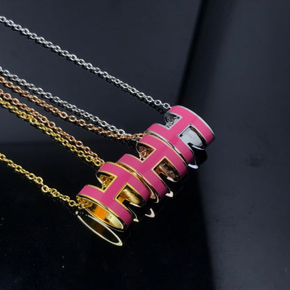 [Ornora Jewelry]H NECKLACE PINK