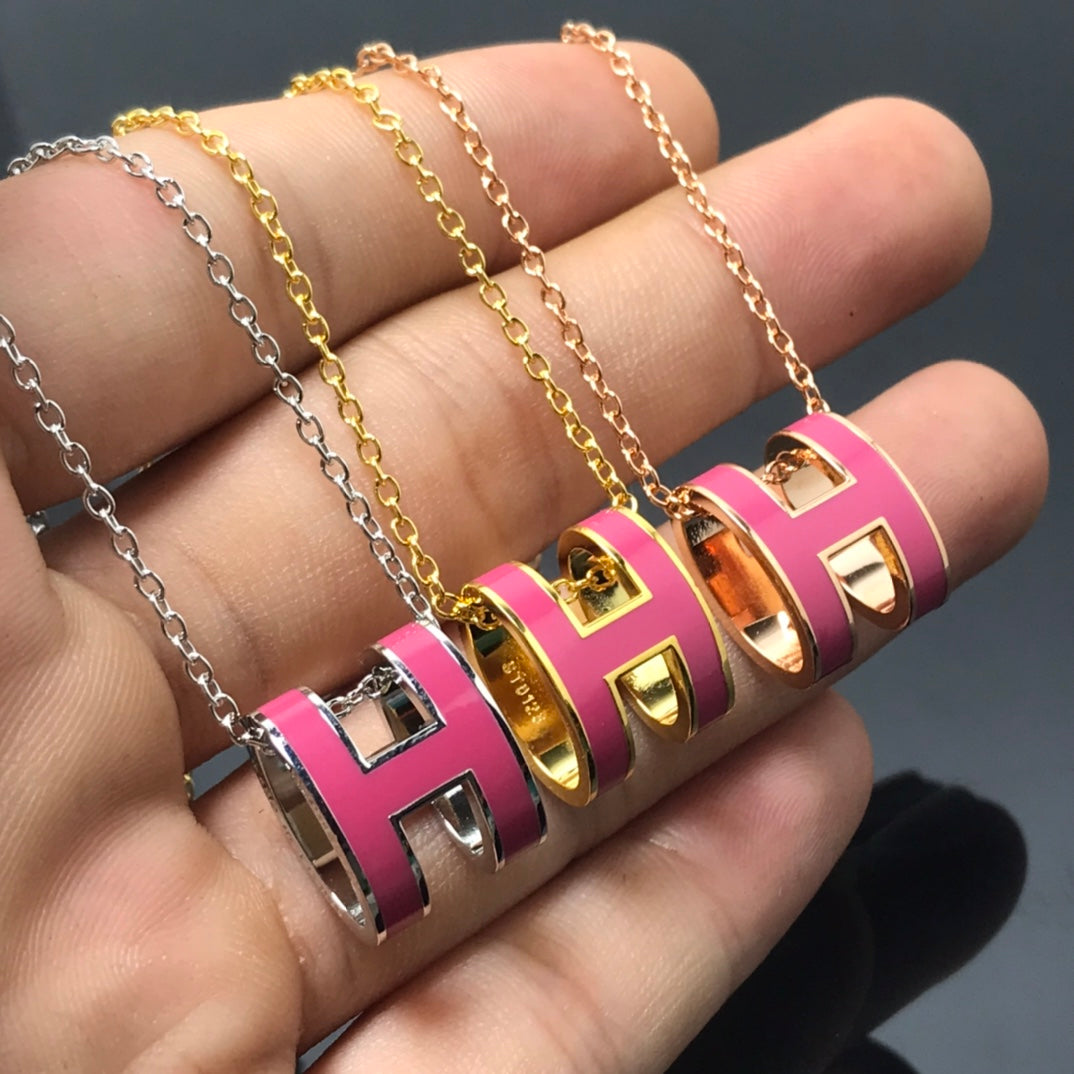 [Ornora Jewelry]H NECKLACE PINK