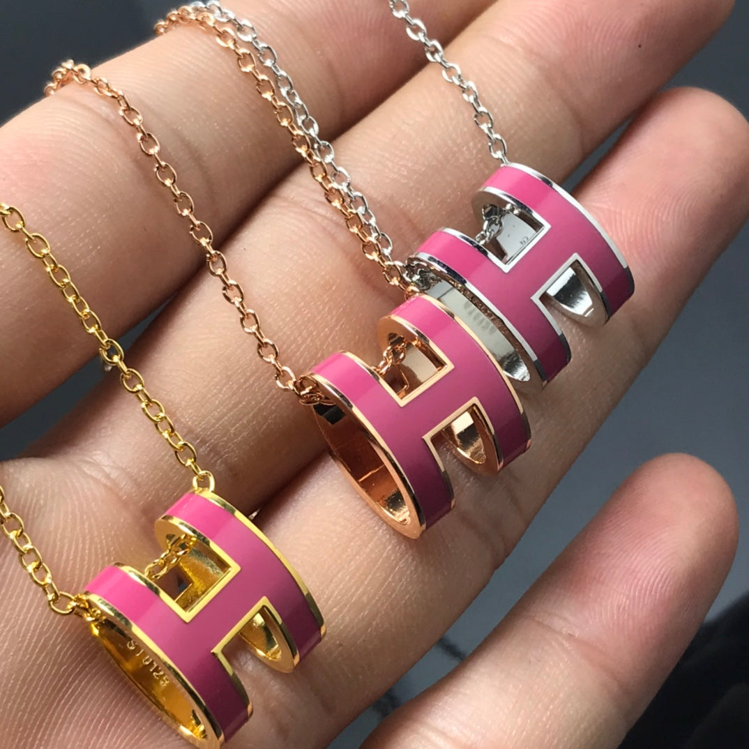[Ornora Jewelry]H NECKLACE PINK