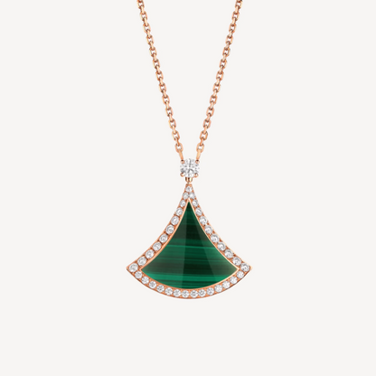 [Ornora Jewelry]DREAM MALACHITE DIAMOND PAVED PINK GOLD NECKLACE