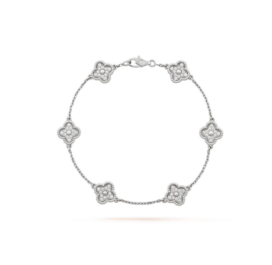 [Ornora Jewelry]CLOVER 6 MOTIF SILVER DIAMOND BRACELET