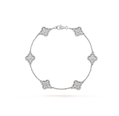 [Ornora Jewelry]CLOVER 6 MOTIF SILVER DIAMOND BRACELET