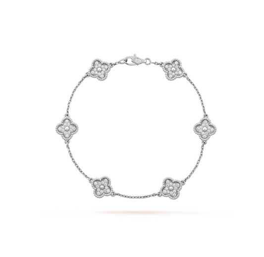 [Ornora Jewelry]CLOVER 6 MOTIF SILVER DIAMOND BRACELET