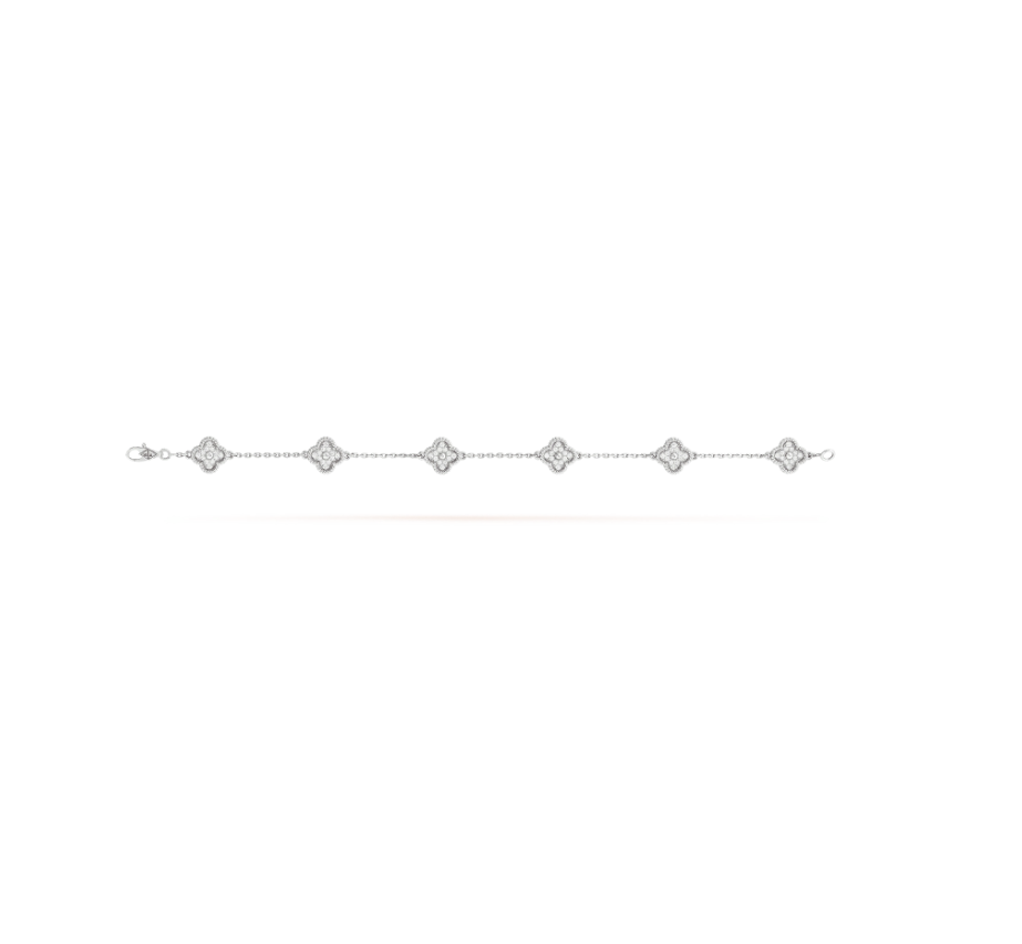 [Ornora Jewelry]CLOVER 6 MOTIF SILVER DIAMOND BRACELET