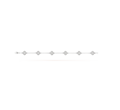 [Ornora Jewelry]CLOVER 6 MOTIF SILVER DIAMOND BRACELET