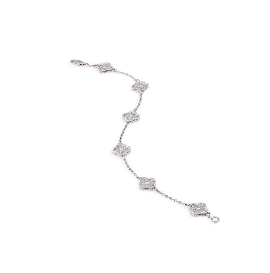 [Ornora Jewelry]CLOVER 6 MOTIF SILVER DIAMOND BRACELET