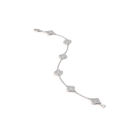 [Ornora Jewelry]CLOVER 6 MOTIF SILVER DIAMOND BRACELET