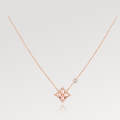 [Ornora Jewelry]STAR PINK MOP 1 DIAMOND PINK GOLD NECKLACE