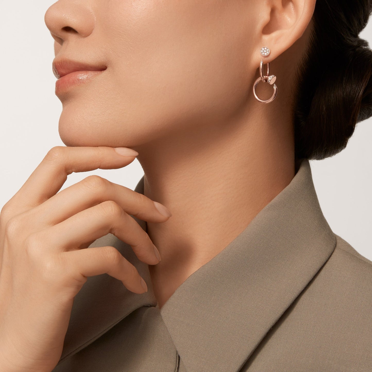 [Ornora Jewelry]JUSTE HALF DIAMOND DOUBLE EARRINGS