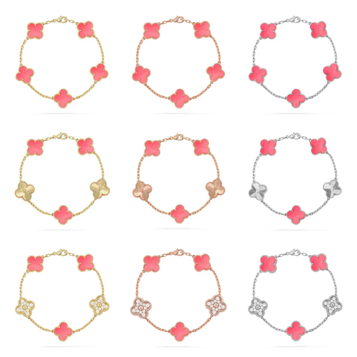 [Ornora Jewelry] CLOVER 5 MOTIFS  PINK MOP BRACELET COLLECTION