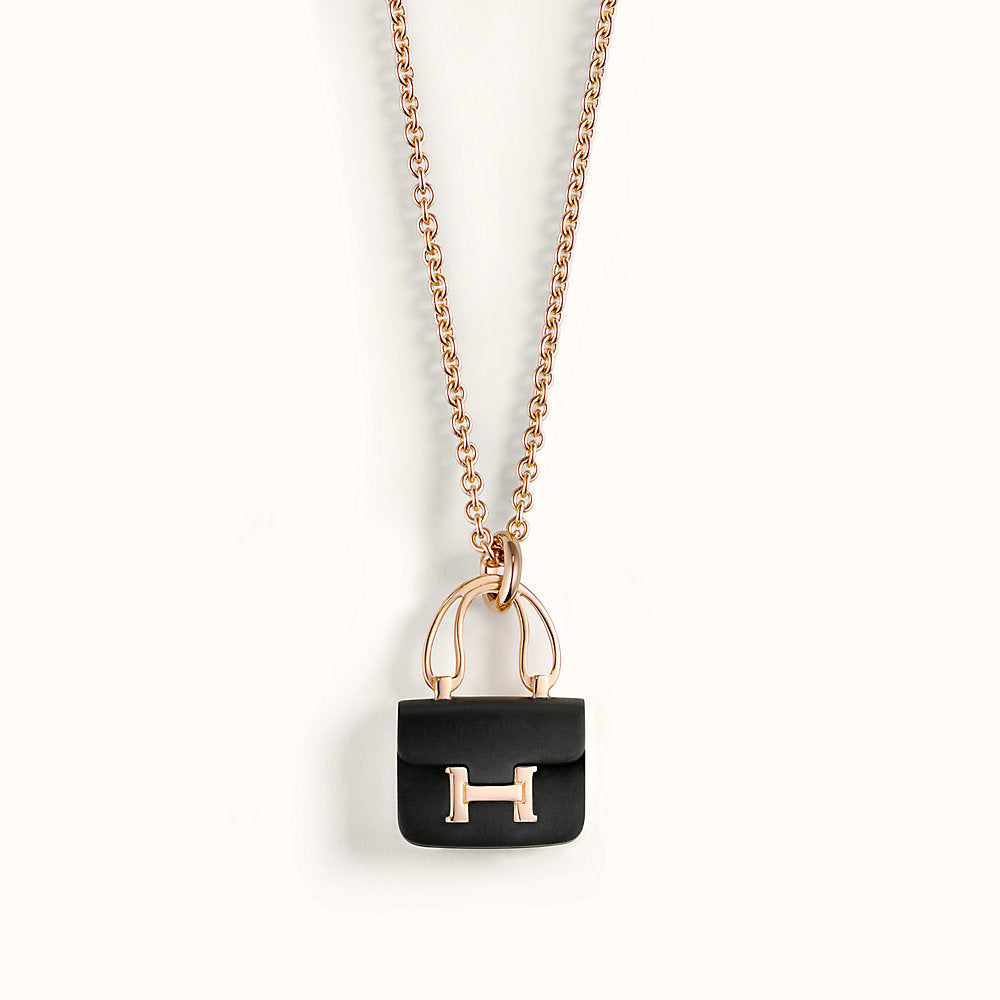 [Ornora Jewelry]CONSTANCE BLACK PEDANT PINK GOLD NECKLACE