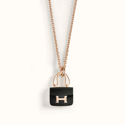 [Ornora Jewelry]CONSTANCE BLACK PEDANT PINK GOLD NECKLACE