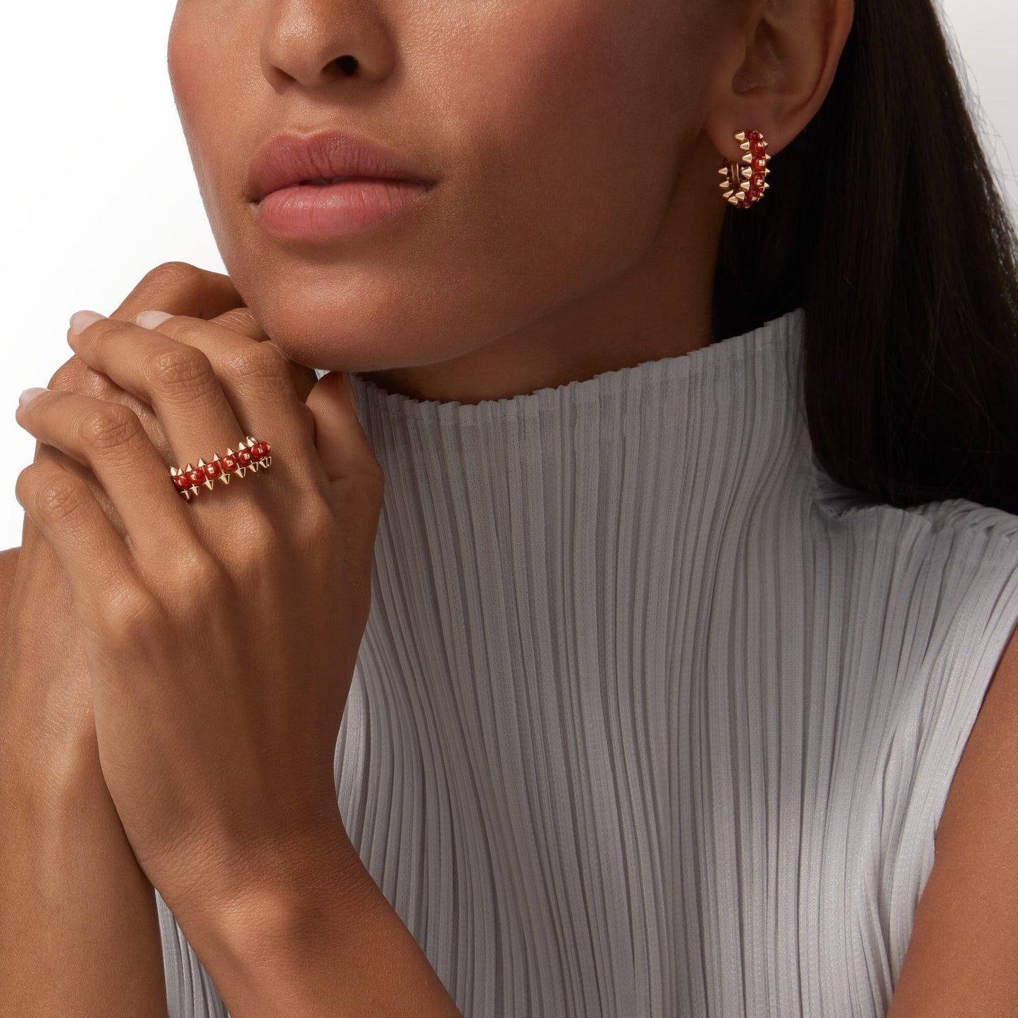 [Ornora Jewelry]CLASH 7.9MM AGATE CHALCEDONY EARRINGS