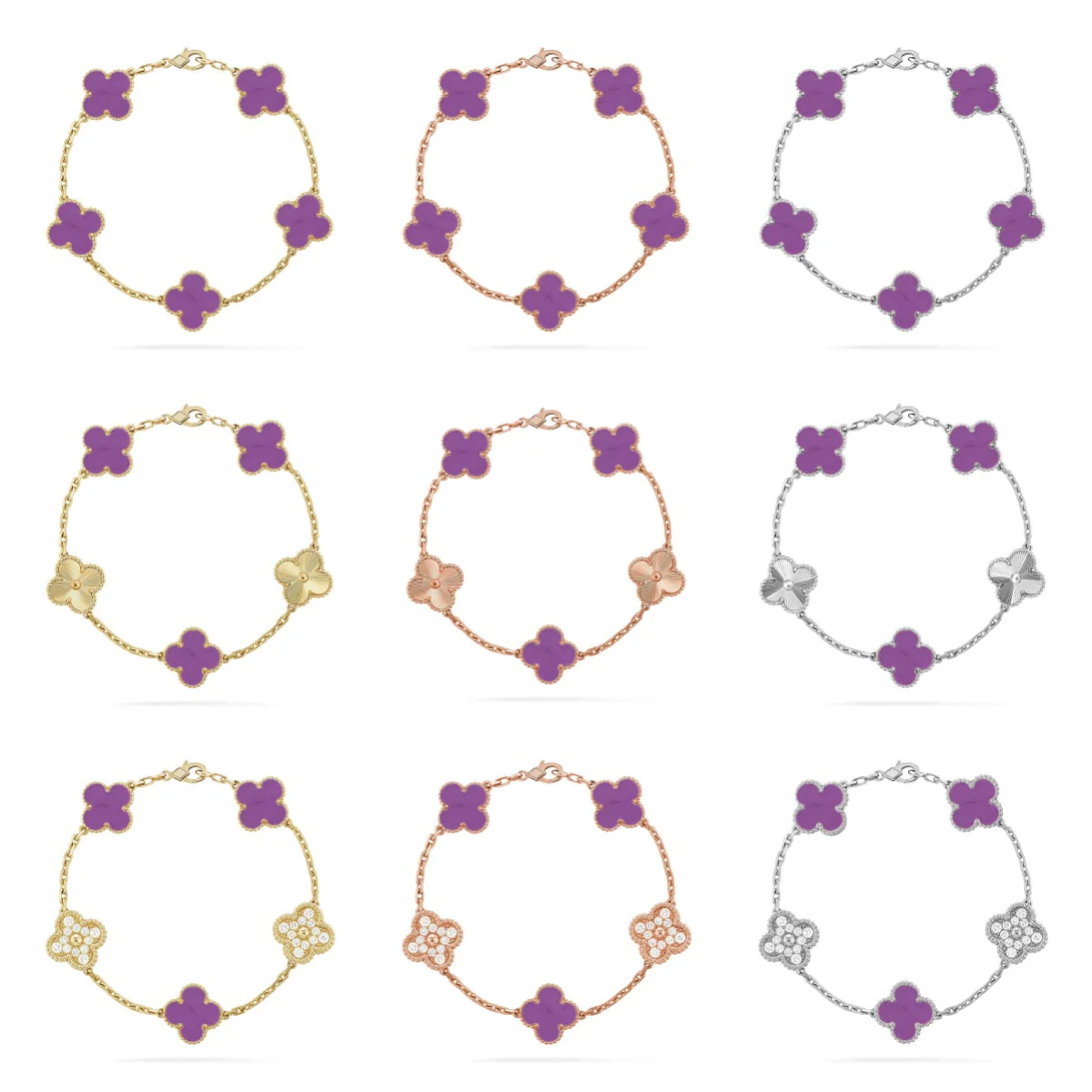 [Ornora Jewelry] CLOVER 5 MOTIF VIOLET BRACELET COLLECTION