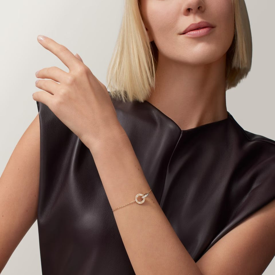 [Ornora Jewelry]LOVE DOUBLE RING FULL DIAMOND BRACELET