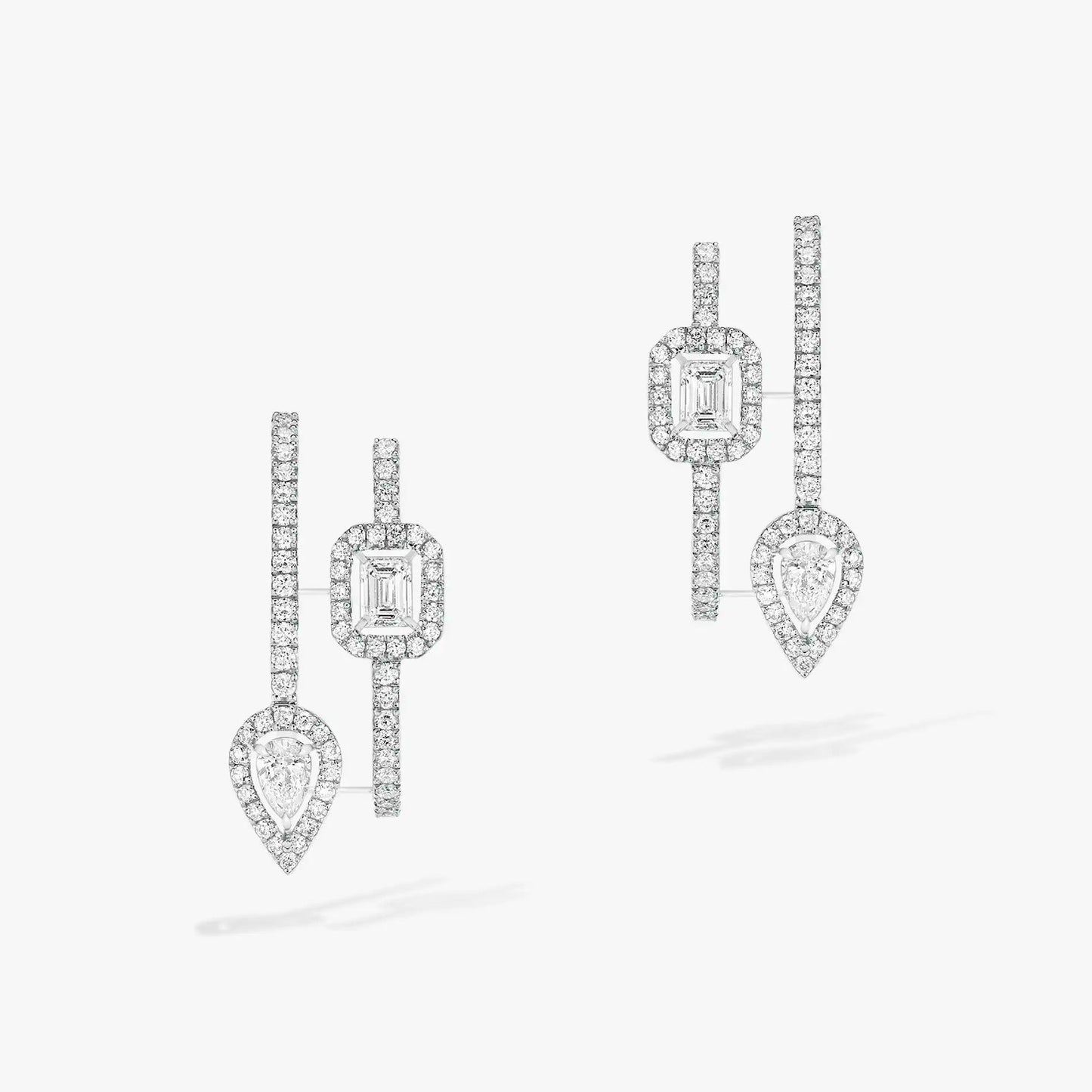 [Ornora Jewelry]CREOLES MY TWIN 2 RANGS SILVER DIAMOND EARRINGS