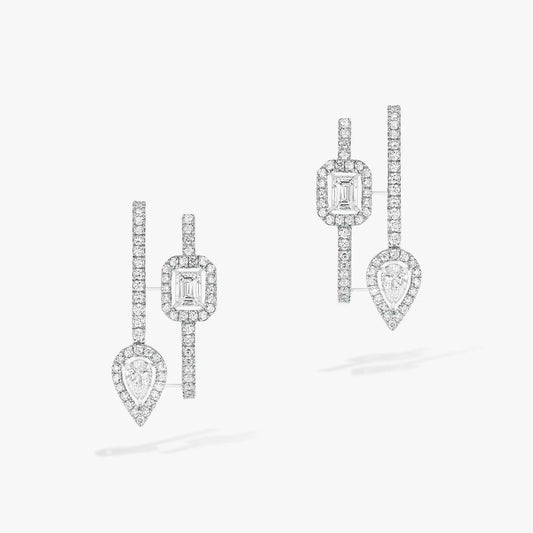 [Ornora Jewelry]CREOLES MY TWIN 2 RANGS SILVER DIAMOND EARRINGS